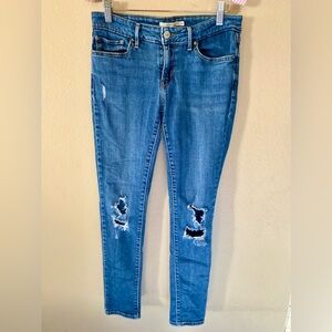 Levi Strauss Distressed Trendy Blue Ripped Stretch Jeans